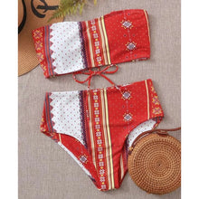 Load image into Gallery viewer, High Leg Bandeau bikini set Swimwear female two pieces swimsuit High Waist Bikini Women Bathing Suit biquini
