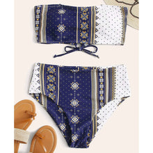 Load image into Gallery viewer, High Leg Bandeau bikini set Swimwear female two pieces swimsuit High Waist Bikini Women Bathing Suit biquini
