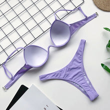 Load image into Gallery viewer, Bikini 2020 Summer Bandage Swimsuit Women Push Up Swimwear Padded Bra Bikini Set Solid Beach Wear Bathing Suit Brazilian Biquini
