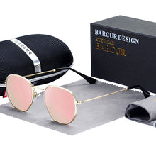 Load image into Gallery viewer, BARCUR Classic Retro Reflective Sunglasses Man Hexagon Sunglasses Metal Frame Eyewear Sun Glasses With Box Oculos De Sol gafas
