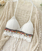 Load image into Gallery viewer, summer holiday beach camis lady sexy tassels crochet camisole women sexy tassels bikini camis female crochet halter bikini tops
