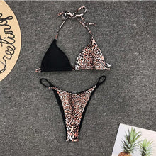 Load image into Gallery viewer, OMKAGI Bikini High Cut Leopard Bikini Set Bathing Suit Beachwear Push Up Swimwear Bikinis 2020 Mujer Swimsuit Swimwear Women
