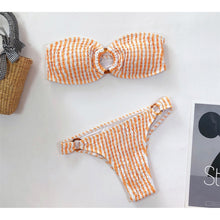 Load image into Gallery viewer, Wrinkled Leopard Brazilian Bikini Women Swimwear Female Swimsuit Two-pieces Bikini set Bandeau Bather Bathing Suit Swim V1706
