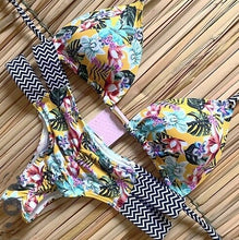 Load image into Gallery viewer, 2019 Brazilian Bikini Print Swimwear String Mini Swimsuit Sexy Halter Swimsuit New Lace-up Beach wear Women Thong Micro Bikini
