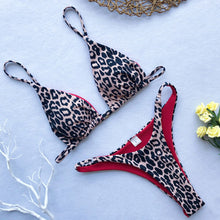 Load image into Gallery viewer, OMKAGI Bikini High Cut Leopard Bikini Set Bathing Suit Beachwear Push Up Swimwear Bikinis 2020 Mujer Swimsuit Swimwear Women
