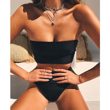 Load image into Gallery viewer, High Leg Bandeau bikini set Swimwear female two pieces swimsuit High Waist Bikini Women Bathing Suit biquini
