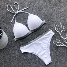 Load image into Gallery viewer, Black White High Waist Bikini 2020 Swimsuit Women Swimwear Push Up Halter Bikini Set Bather Bathing Suit Beach Wear Female

