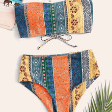Load image into Gallery viewer, High Leg Bandeau bikini set Swimwear female two pieces swimsuit High Waist Bikini Women Bathing Suit biquini
