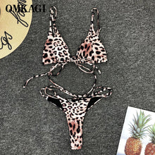 Load image into Gallery viewer, OMKAGI Bikini High Cut Leopard Bikini Set Bathing Suit Beachwear Push Up Swimwear Bikinis 2020 Mujer Swimsuit Swimwear Women
