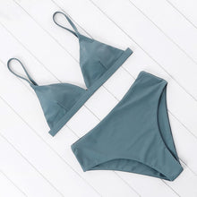 Load image into Gallery viewer, OMKAGI 2020 Bikini Swimwear Swimsuit Women Solid Bathing Suit Green Neno Bikini Set With Pad Female High Waist Beachwear Biquin
