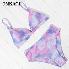 Load image into Gallery viewer, OMKAGI 2020 Bikini Swimwear Swimsuit Women Solid Bathing Suit Green Neno Bikini Set With Pad Female High Waist Beachwear Biquin
