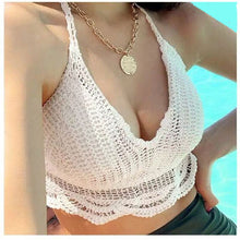 Load image into Gallery viewer, summer holiday beach camis lady sexy tassels crochet camisole women sexy tassels bikini camis female crochet halter bikini tops
