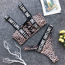 Load image into Gallery viewer, S-2XL Letter Printed Brazilian Bikini Women Swimwear Female Swimsuit Two-pieces Bikini set Lace Up Bather Bathing Suit V1074
